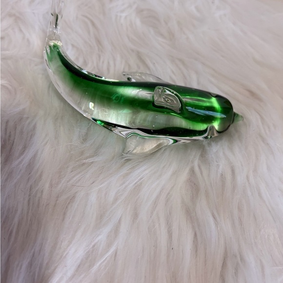 Elegant Green Glass Dolphin Figurine - Picture 3 of 6